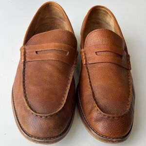 Crown Vintage Ranier Men Brown Leather Penny Loafers Rubber Sole Sz 12 SOOL